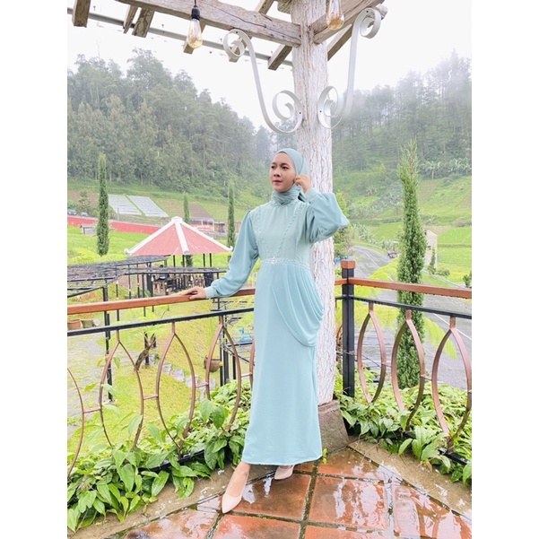 sofia dress by elslook (READY STOK TIDAK PO) outfit kondangan lamaran silk dress lime maxmara ceruty babydoll bridesmaid lamaran outfit kondangan gaun pesta gamis seragam gaun sevara peony dress lime jasmine pearly silk dress