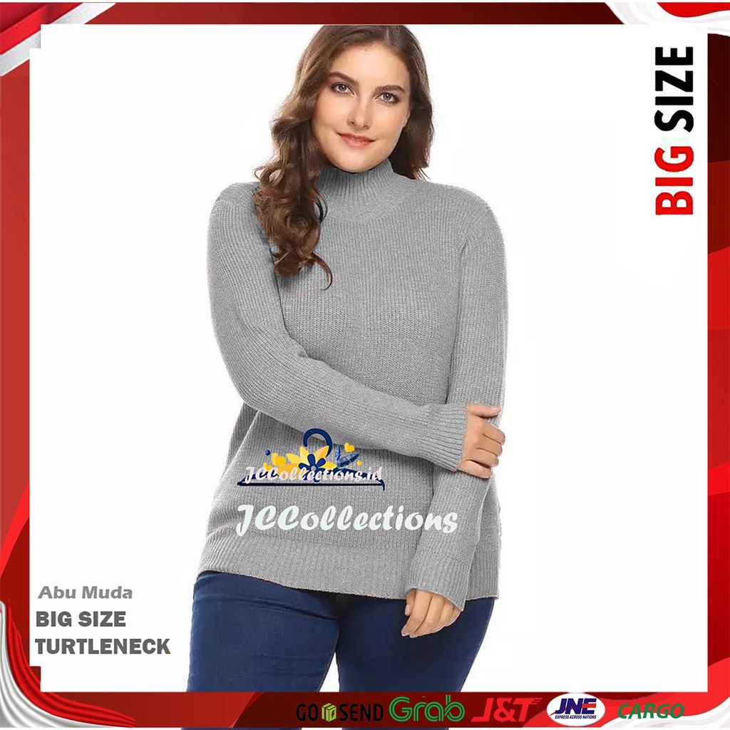 Sweater Turtleneck Korea Wanita Jumbo Big Size 3XL - JCCollections