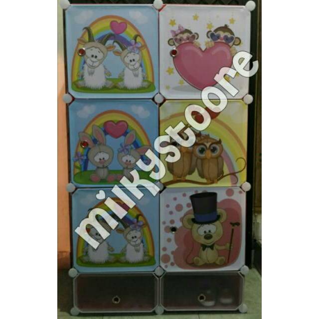  LEMARI  DIY  BAJU  ANAK  WATERPROOF KARTUN 6 BOX PLUS 2 BOX 