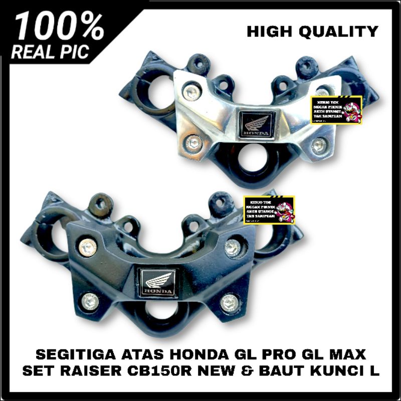 SEGITIGA ATAS DUDUKAN STANG STIR HONDA GL PRO GL MAX HITAM SET RAISER CB150R NEW DAN BAUT L HIGH QUA