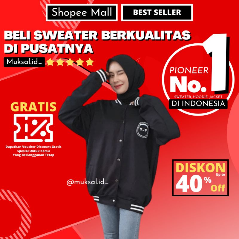 Be Smile Baseball XXL Jaket Pria Dan Wanita Hoodie Korean Style Baju Basic Outer Atasan Fashion Swea