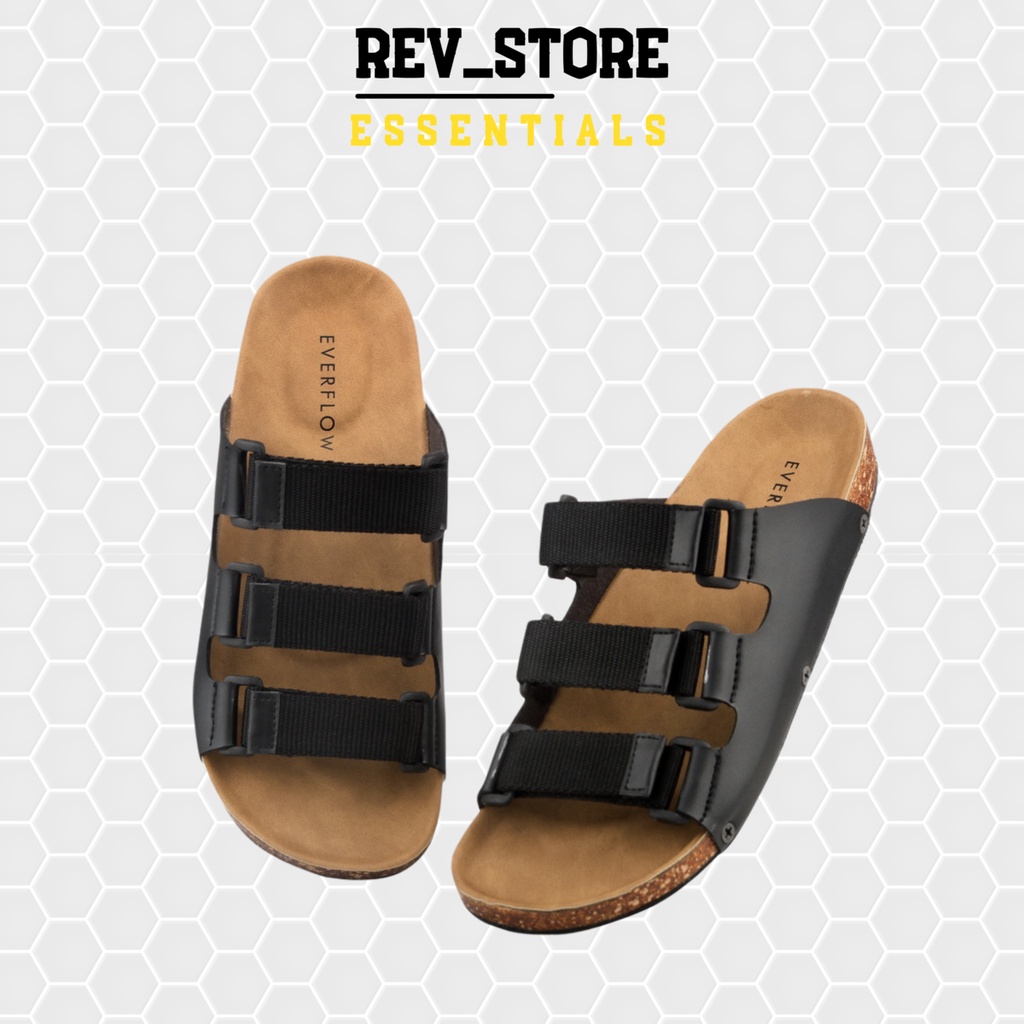 ☀ REV STORE ☀ Sandal Pria Big Size Webing Black Spade - Sandal Kasual Pria Original