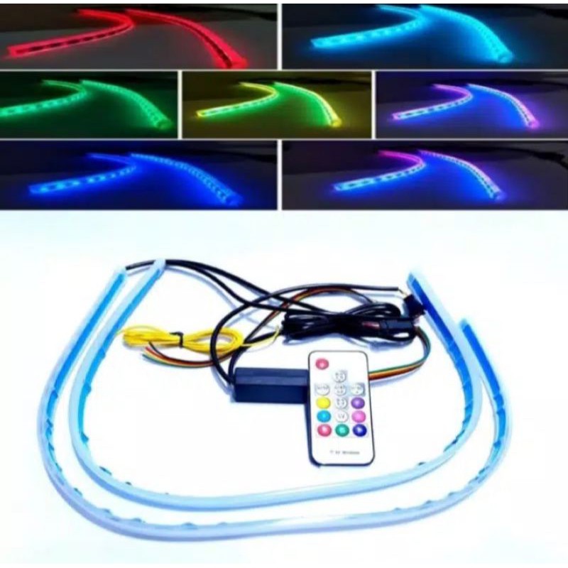 Lampu alis rgb drl flexibel slim rgb remote rubah warna 60cm 45cm nmax pcx mobil lexi adv semua motr