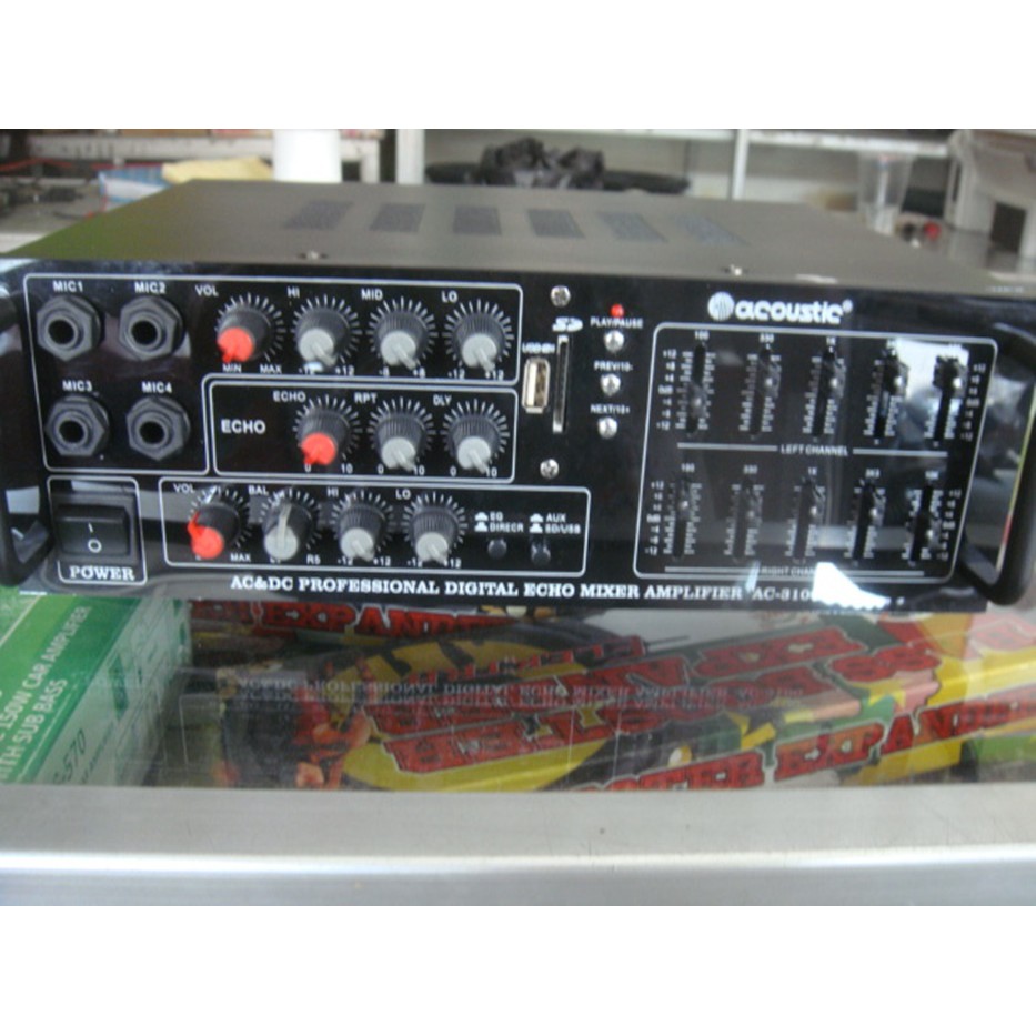 Acoustic AC-3100 Professional Amplifier with USB - SD Card Inputs - AC 220V DC 12V - Amply Mixer