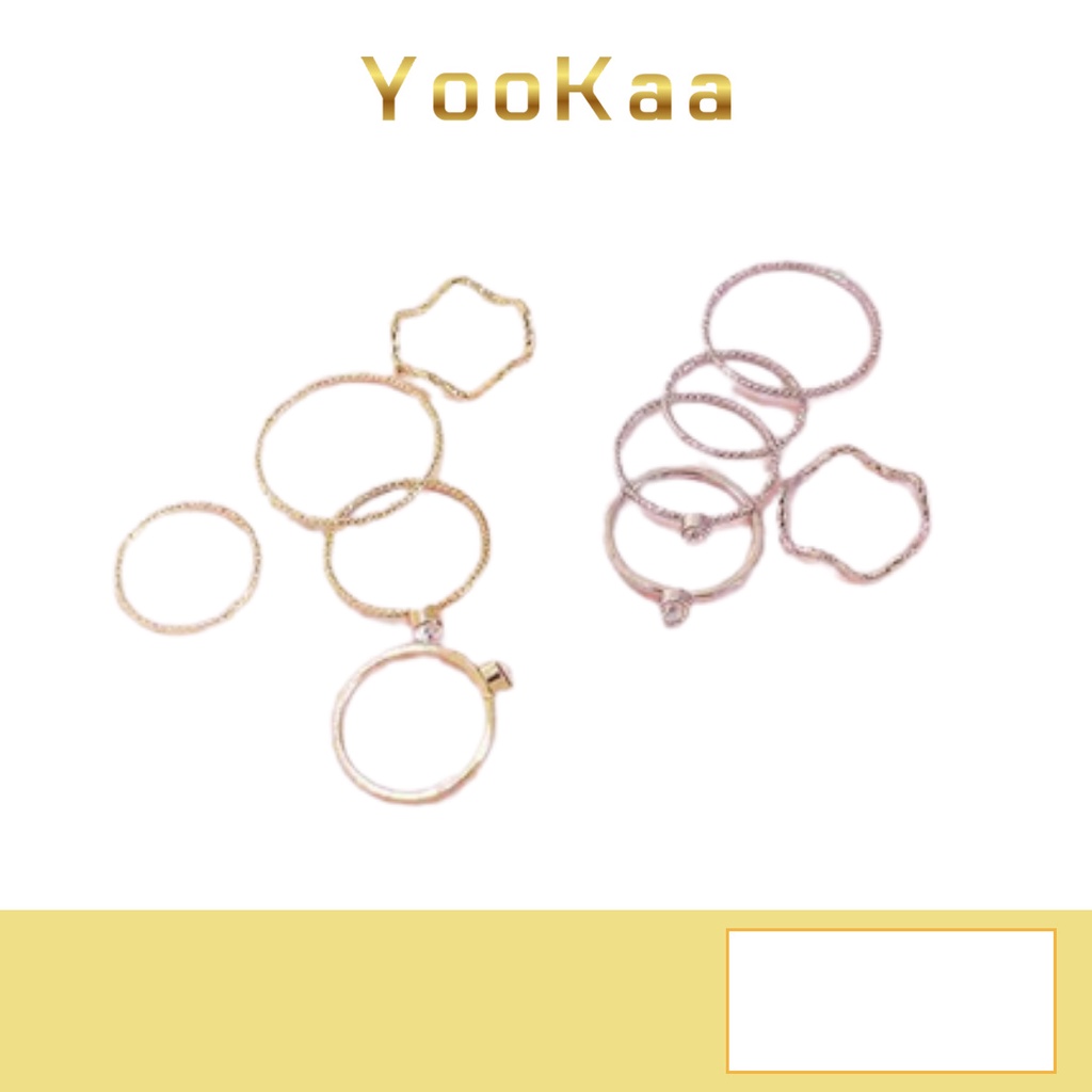 [Yookaa H25] Cincin Perak Titanium Wanita Isi 5Pcs