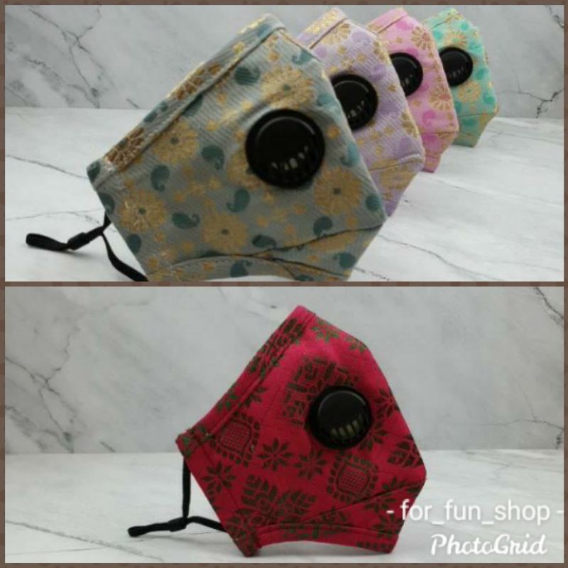 Masker Kain Batik Tenun 3ply with airvalve by Masker Studio