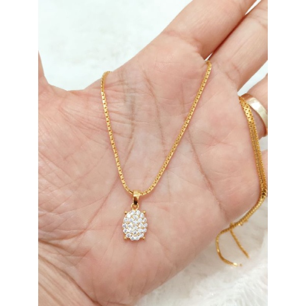 KALUNG ITALY SANTA + LIONTIN OVAL MATA PERAK 925 LAPIS EMAS 24K WARNA ROSEGOLD