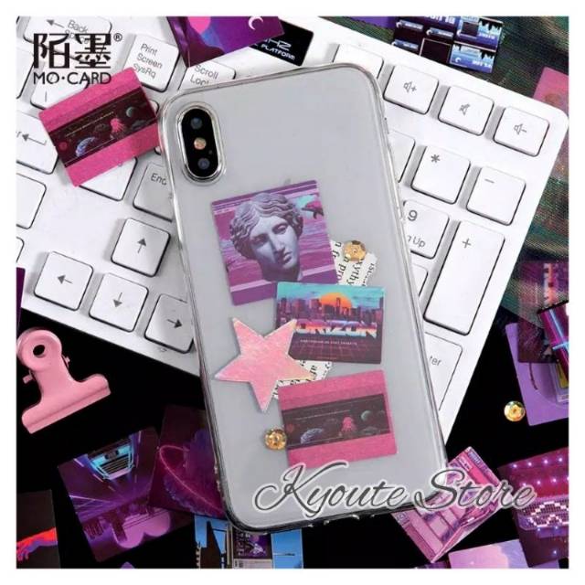 

Sticker Deco 45 pcs Aesthetic Purple Light Vintage Vaporwave Scrapbook DIY Bujo Planner Journal HP