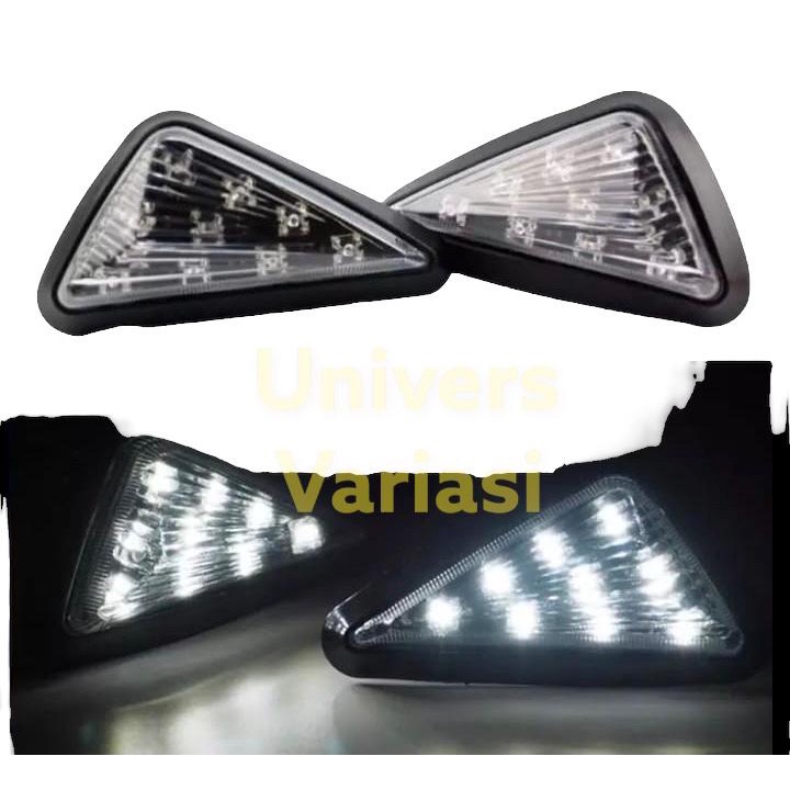 LAMPU LED SEN TEMPEL HARGA 2PCS KANAN KIRI NINJA CB150R R25 R15 BYSON NMAX AEROX VARIO 150 160 NEW GSX en Tempel Lampu Sein Tempel Segitiga LED Universal Buat R15 V2 V3 Cbr150r Gsx150 Ninja250 Karbu R25 LED SIGN RETTING RITTING LEFT RIGHT RITING RETTING