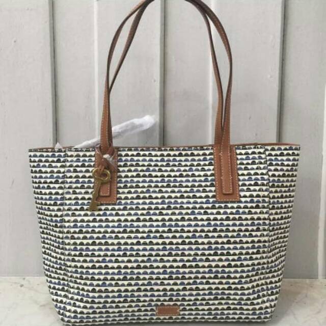 Tas fossil original - emma tote blue print