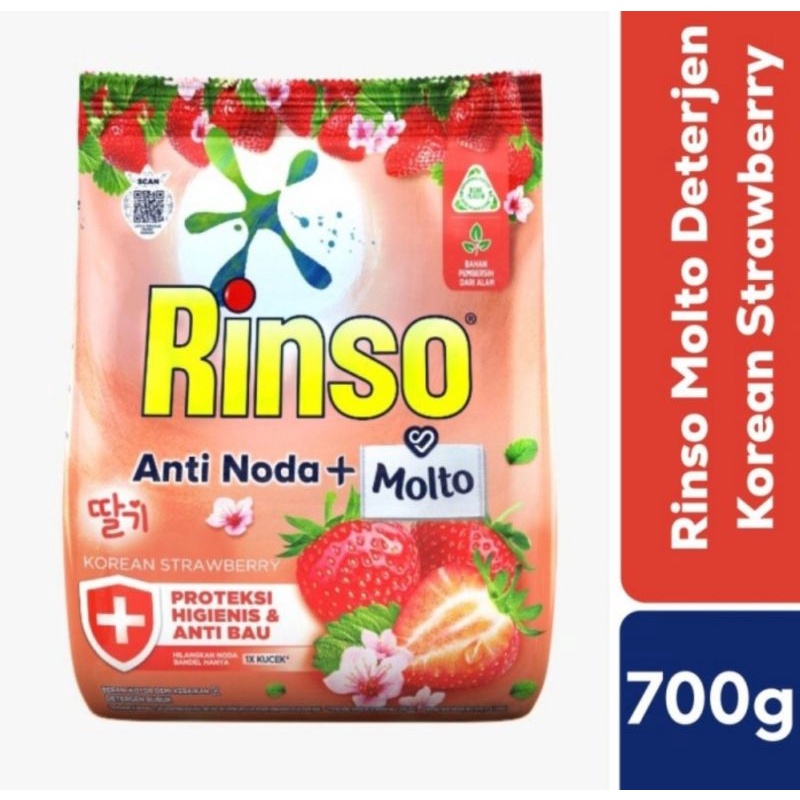 Rinso Korean Stroberi 700gr Detergent Bubuk Rinso Anti Noda Anti Bakteri Rinso