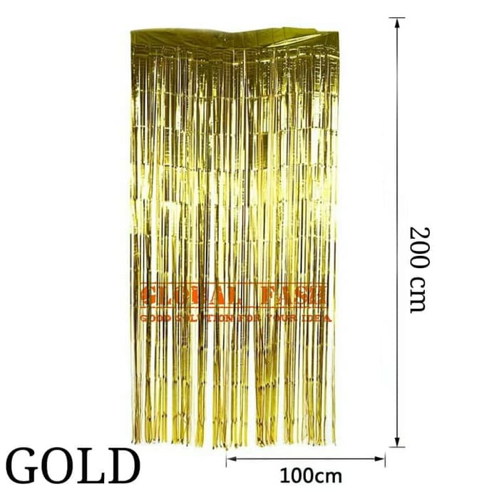 backdrop foil GOLD / tirai rumbai/ foil fringe curtain GOLD/ tirai foil / curtain slinger / curtain