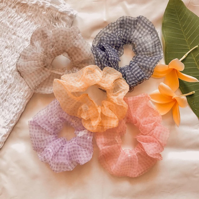 

transparent colorful scrunchies