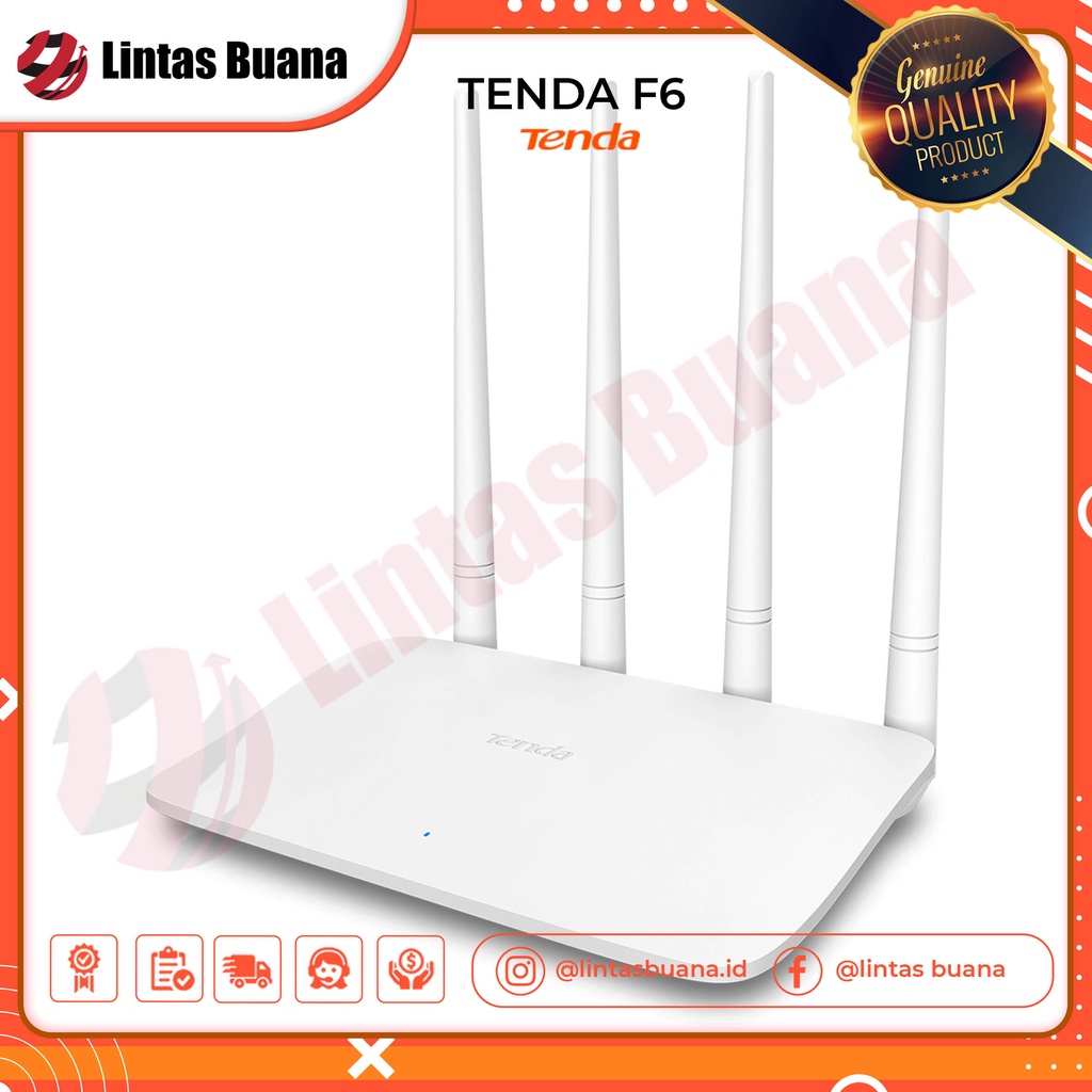 Tenda Router Wireless F6 N300 Easy Setup Router 4 Antena