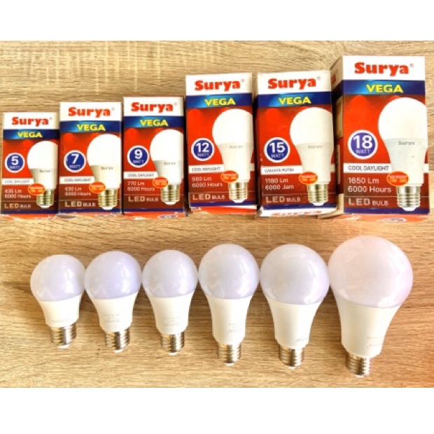 SURYA VEGA Bohlam Lampu LED 5-7-9-12-15-18-22 Watt Cool White