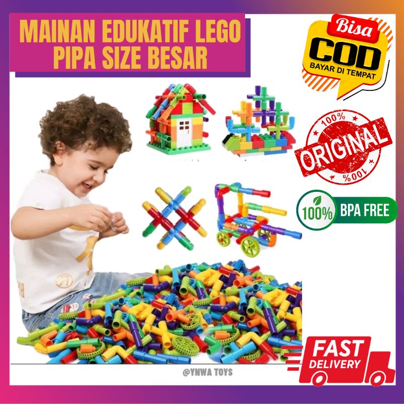 MAINAN EDUKASI ANAK LEGO PIPA PARALON BESAR ISI BANYAK/MAINAN LEGO PIPA BLOCK/MAINAN ANAK EDUKATIF P