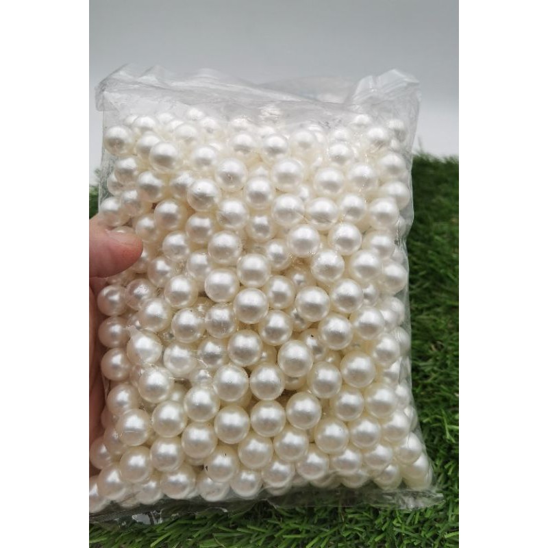 MUTIARA TINDIK WARNA BROKEN WHITE UKURAN 10 MM / 12 MM / 14 MM PER 50 GRAM KUALITAS AA