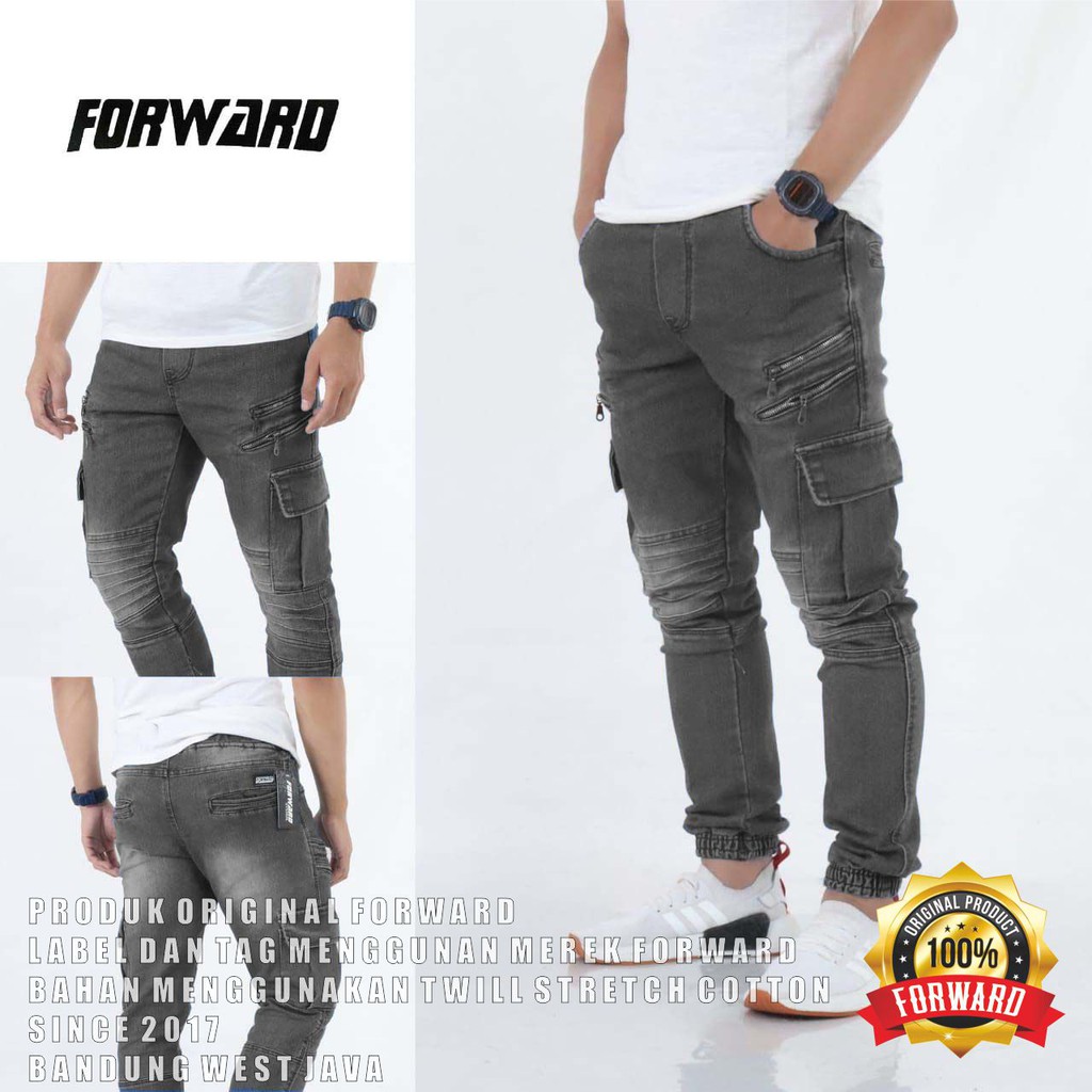 Celana joger jogger pria Celana jeans jogger denim soft jeans bikers casual hiking fourlayers