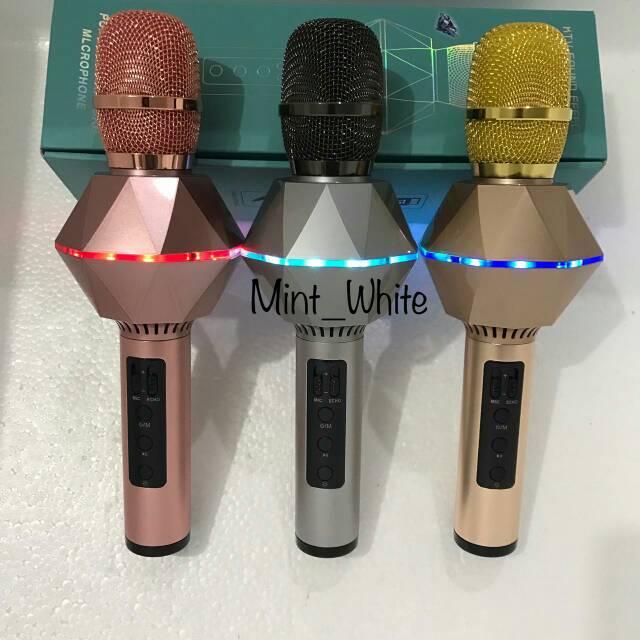 New!! Mic Karaoke Blind Diamond K7 Lampu Warna / Microphone Wireless K-7 / Bisa Turn OFF vocal asli