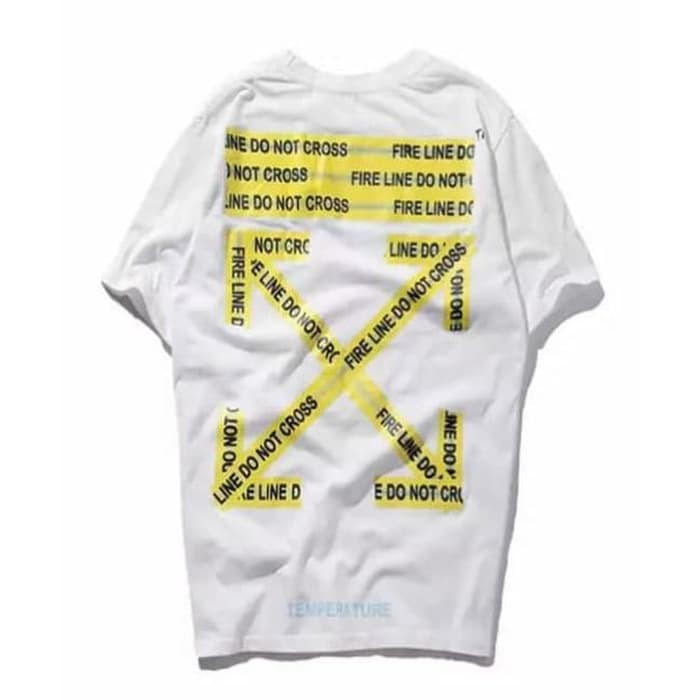 KAOS OFF WHITE LINE CROSS TEMPERATURE DEPAN BELAKANG BAJU TSHIRT HS-65