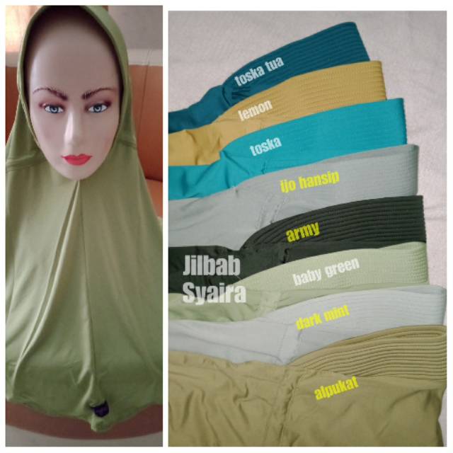 Jilbab polos Serut seri Hijau merk Elnifa Scarf