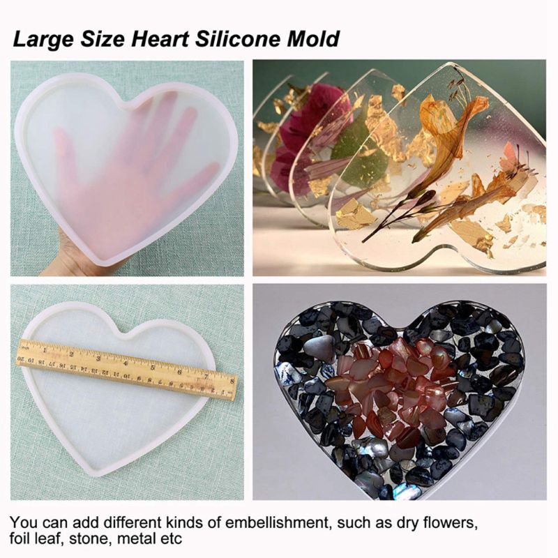 SIY  Large Coaster Silicone Resin Mold Round Square Rectangle Heart Oval Shape Molds