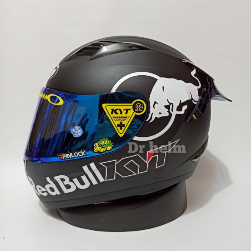 HELM KYT R10 PAKET GANTENG STIKER RED BULL VISOR IRIDUM Full Face
