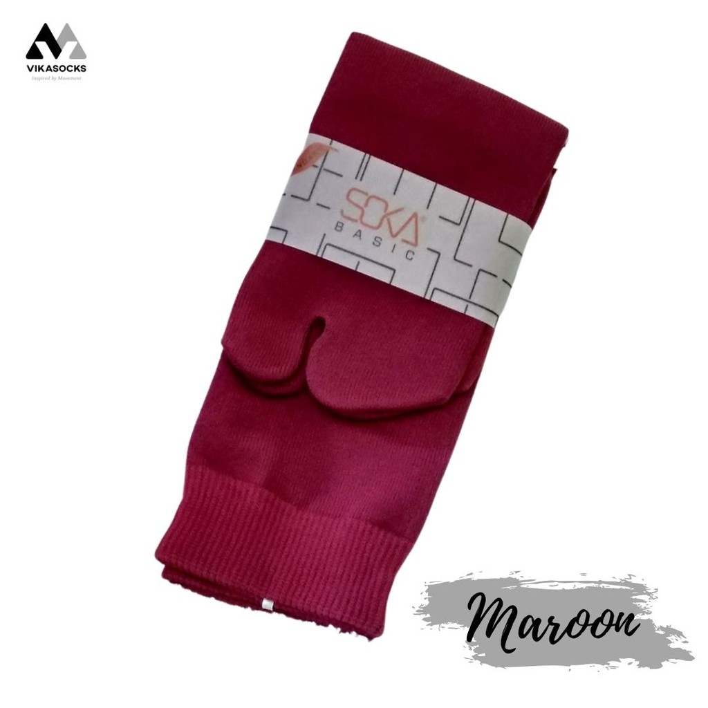 Kaos Kaki Soka Jempol Basic Wanita Hijab Muslimah Size M Pendek Warna Polos-M-Maroon|MerahTua