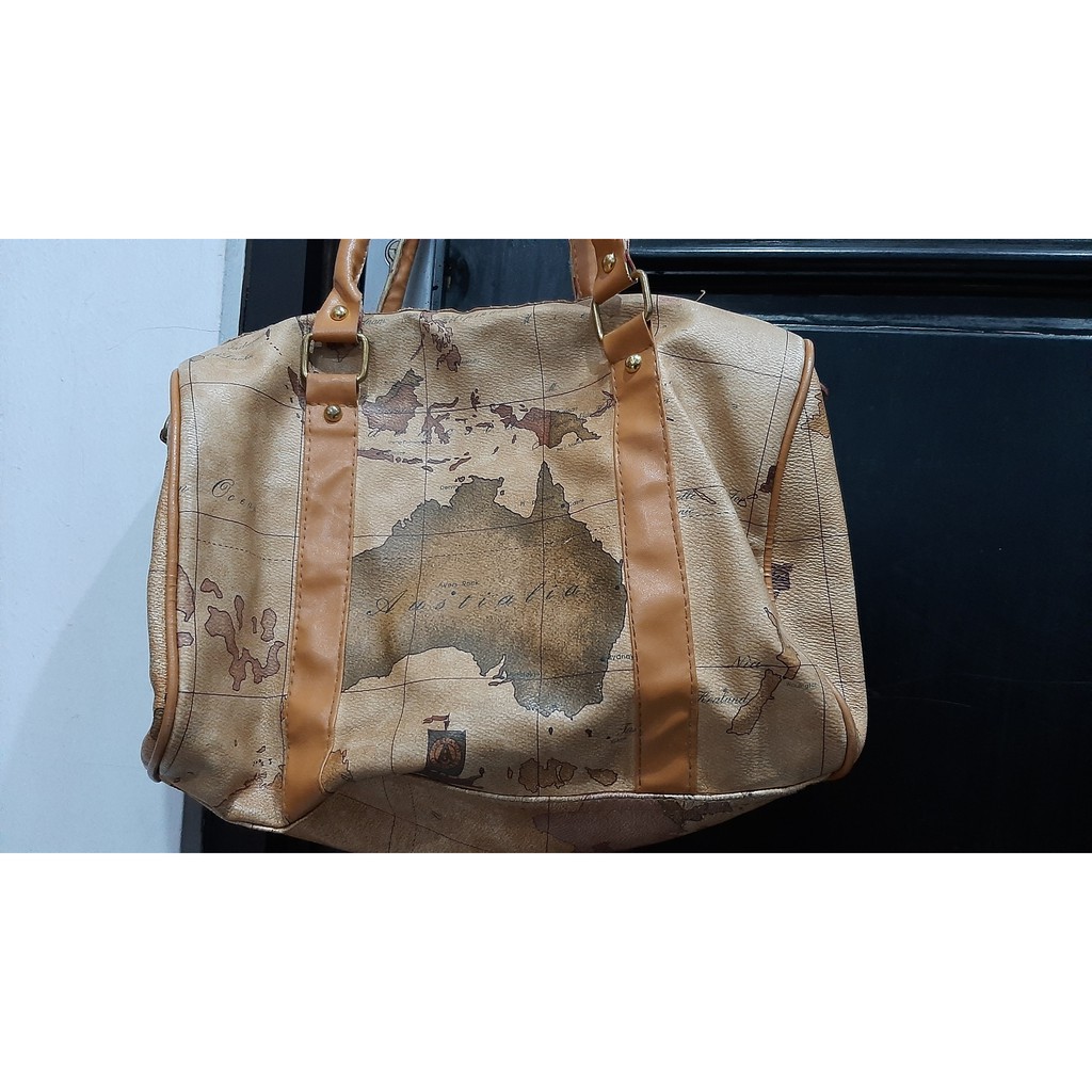 Preloved Tas Tangan Motif Peta Dunia