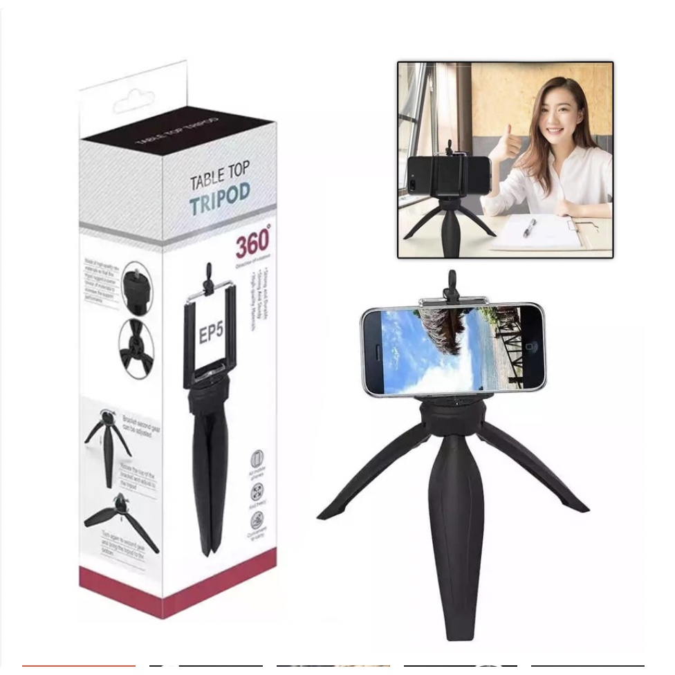XOQ -  Table Top Tripod EP5 Plus Holder / Mini Tripod Ep5 / Tripod Kamera / Tripod Hp Smartphone / Tripod Holder Model YUNTENG