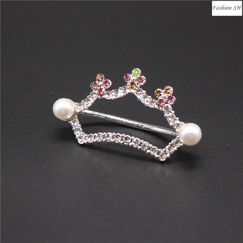 Bros Bentuk Mahkota Bahan Alloy Dengan Mutiara Untuk Scarf M40248