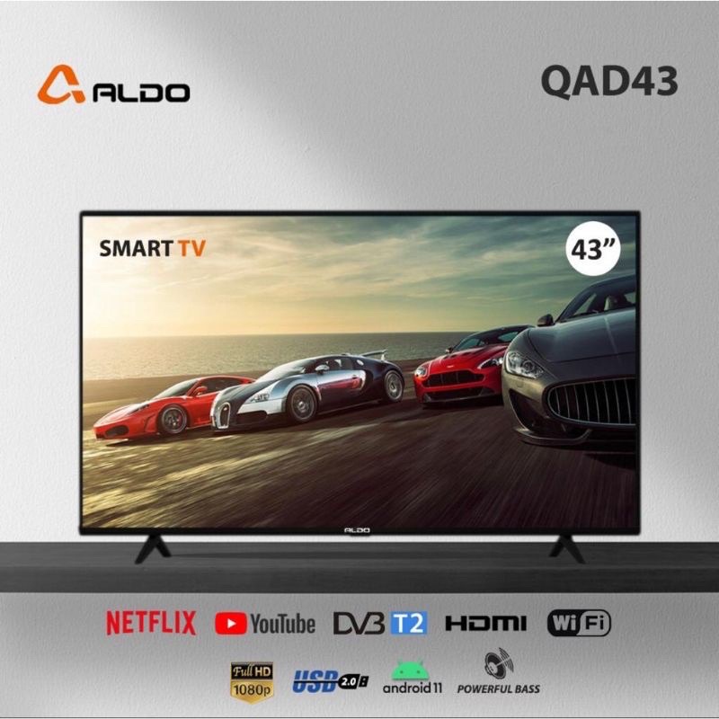 smart tv digital 43" aldo android versi 11 garansi 1 tahun