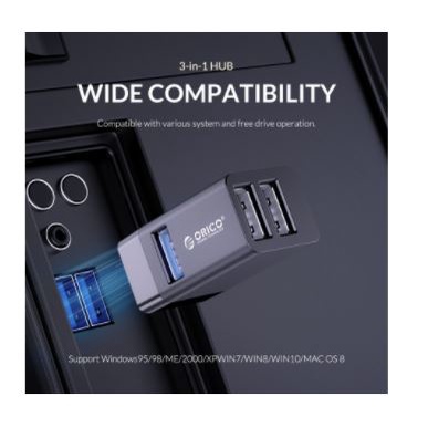 Usb hub 3.0 orico 3 port dongle aluminum usb 2.0 480Mbps 3.0 5Gbps 3in1 Mini U32L - Terminal usb3.0 3 slot u-32L