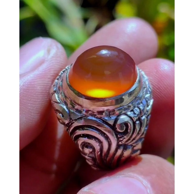 Cincin Batu Akik ANGGUR NUKLEUS KUNING CHALSEDONY Asli batu alam natural bukan sintetis dyed bukan b