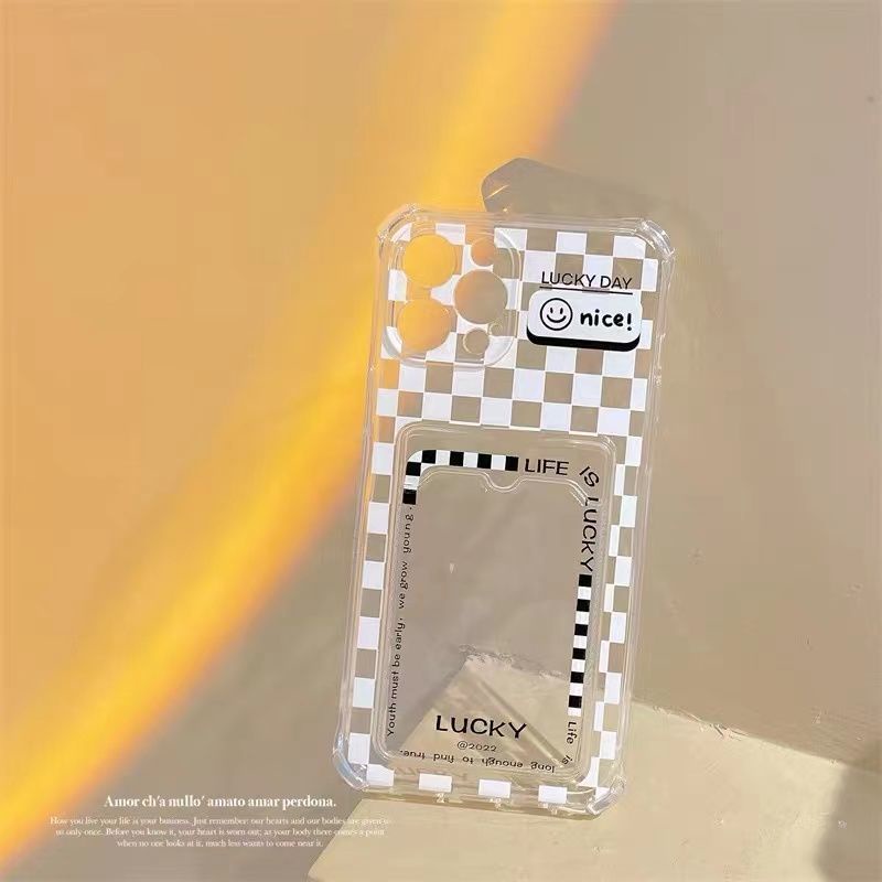 Soft Case Silikon TPU Transparan Motif Kotak-Kotak Untuk IPhone 14 13 12 Pro Max Mini 11 XS XR X 8 7 6S Plus