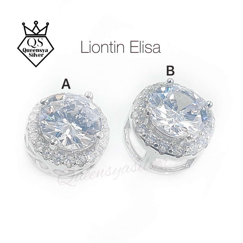 Kalung Perak Wanita Asli Silver 925 || Model Mata Soliter DESI || Lapis Emas Putih || Queensya Silver