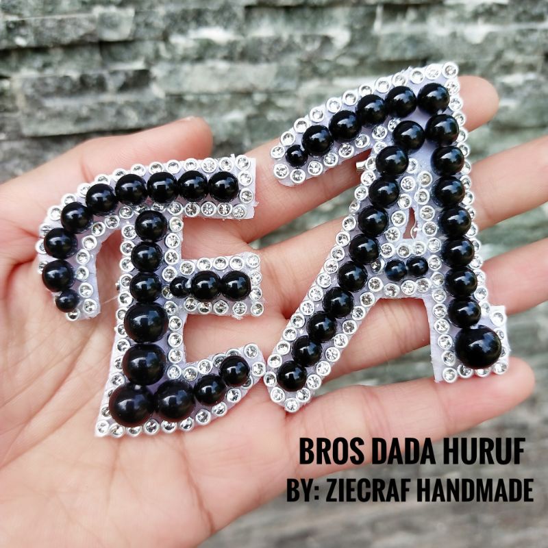 Bros Dada Huruf Mutiara Hitam Bros Dada Huruf Bisa Request A-Z Bros Bahu Murah