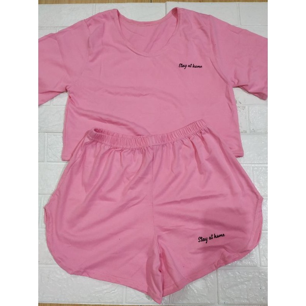 N2-1SET PAKAIAN SANTAI CEWE POLOS BAHAN ADEM