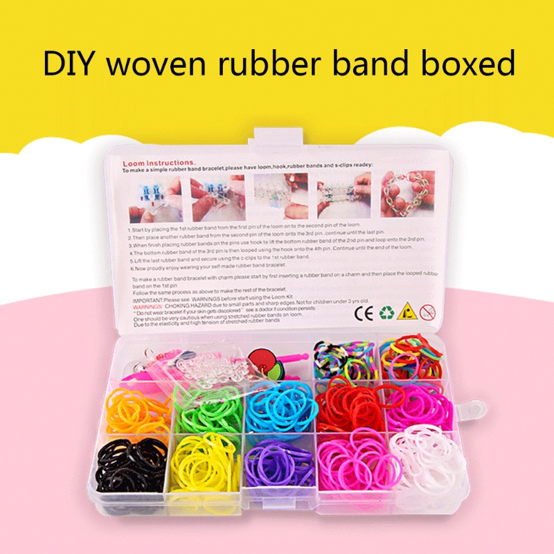 Mary 480Pcs/15kisi DIY Tenun Tangan Pelangi Karet Gelang Anak-Anak Loom Hadiah