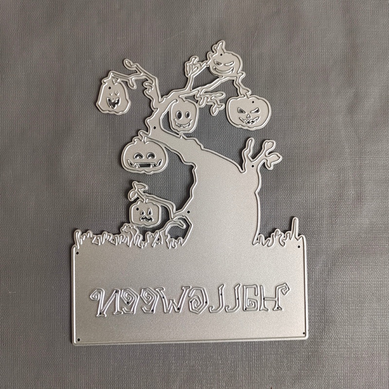 Cetakan Stensil Cutting Dies Motif Labu Halloween Bahan Metal Untuk Scrapbook / Craft DIY