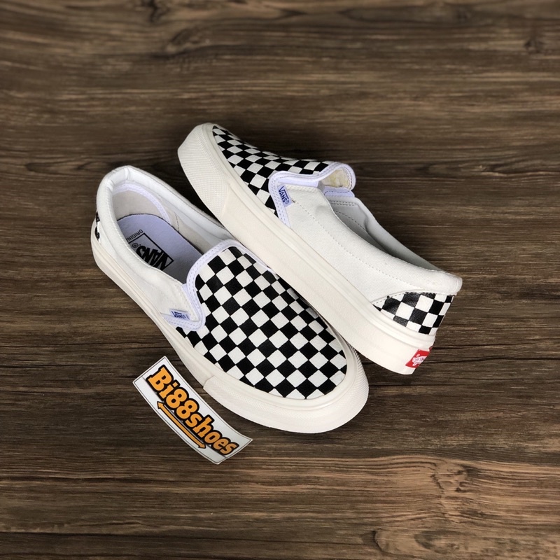 ( PROMO 100% BAYAR COD ) VANS SLIP ON &amp; Mules Catur BNIB Unisex Chekerboard Og