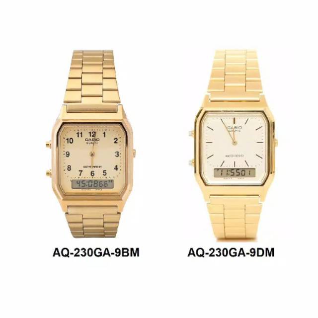 CASIO AQ-230GA / AQ230 GA / AQ 230 GA GOLD ANADIGI UNISEX WATCH ORIGINAL