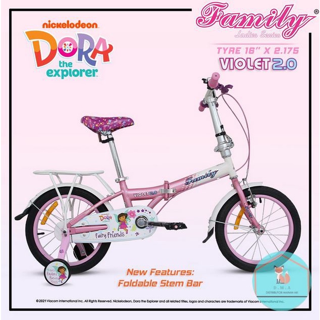 Sepeda Lipat Anak Family Violet 2.0 16Inch Dora
