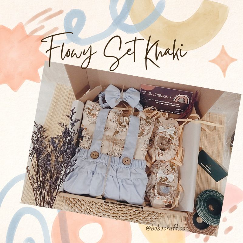 bebecraft - CANDY Baby Gift Set Hampers Baby Semarang Set Bayi Newborn Kado Lahiran Semarang Baju Bayi Premium-FLOWY CREAM