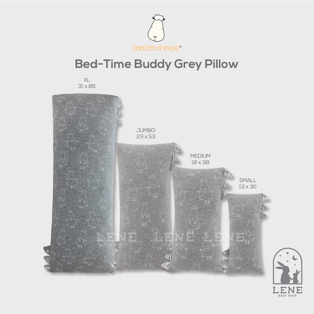 [READY] Baa Baa Sheepz Bed-Time Buddy Small Medium Jumbo XL GREY Pillow Baabaasheepz