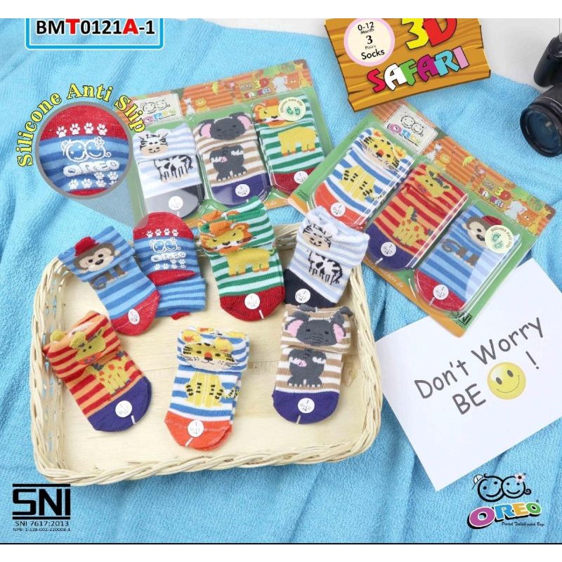 Kaos Kaki Bayi/ Anak Dengan Karakter 3D dan Kaos Kaki Oreo Anti Slip