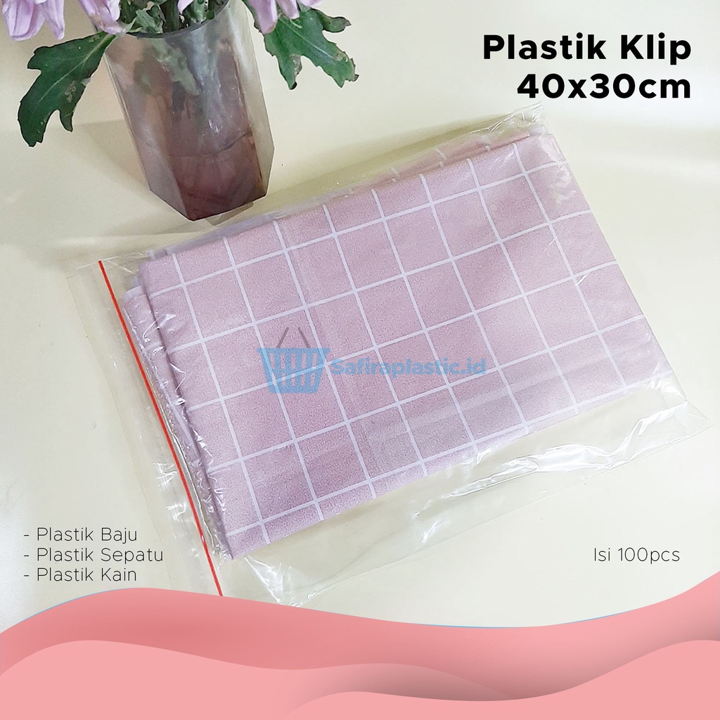 Plastik KLIP Merah Putih 40x30 cm | Plastik Ziplock | Plastik Baju Klip | Plastik Travel