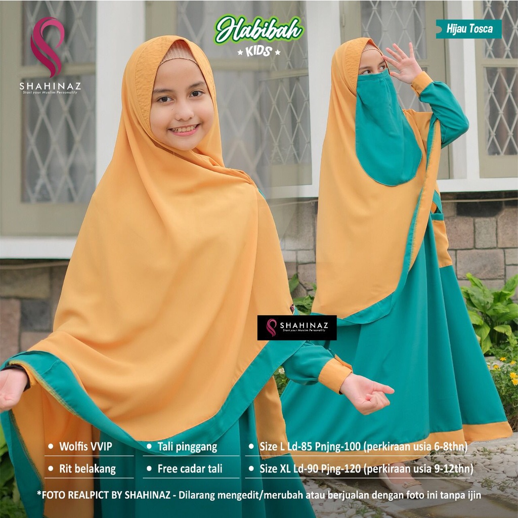 Gamis Anak Perempuan - Gamis Set Khimar Anak Perempuan Seri Habibah Set Kids Original Shahinaz