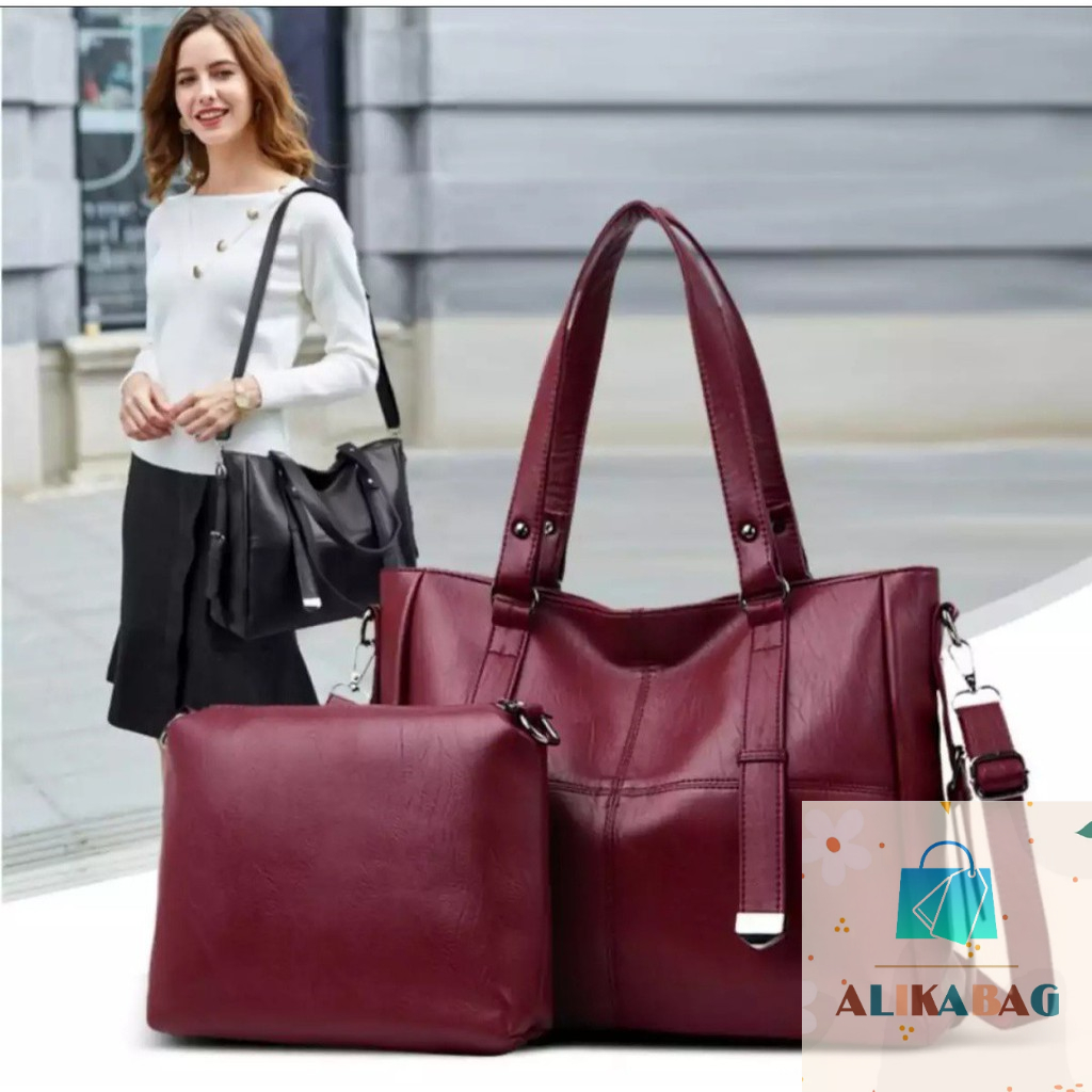 ALIKA BAG - Tas Selempang Wanita Top Handle 1 Zipper Kantung Utama Fashion Casual