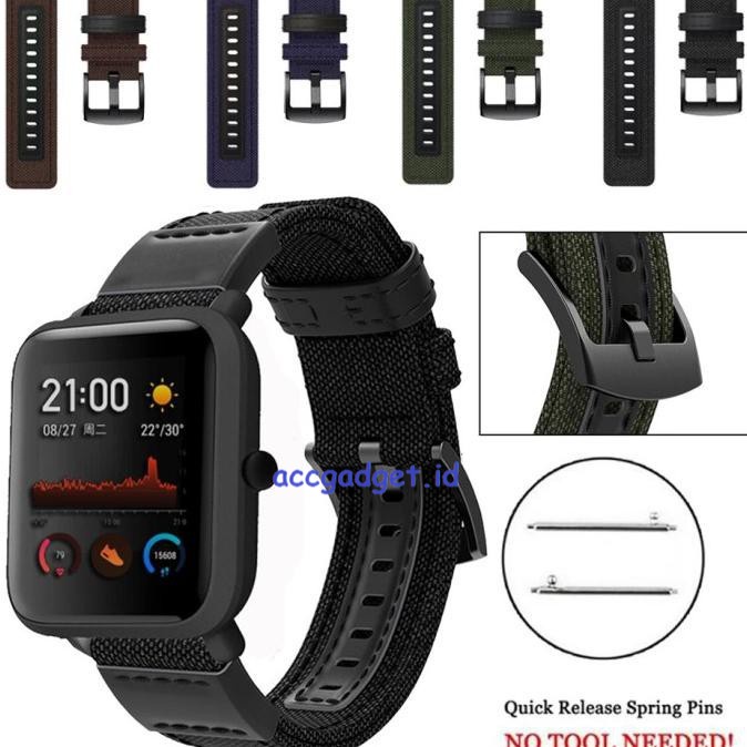 Tali Strap Nylon Motif kulit 20mm Amazfit GTS GTS 2e GTS 2 GTS 2 Mini